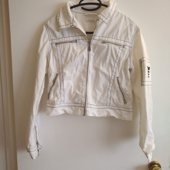 Sand White cotton jacket summer light zipper pockets 4 6 Island Cruise Vacation - Picture 11 of 15